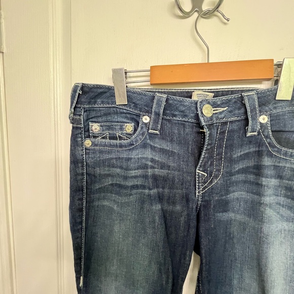 True Religion Women’s Blue Jeans Embroidered Pockets, Straight Leg Jeans Size 30 - Picture 3 of 12